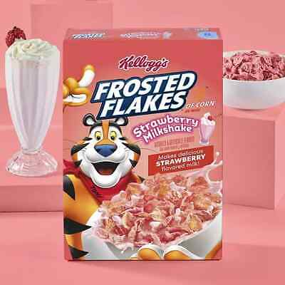 Kellogg's Frosted Flakes Strawberry Milkshake Cereal 328g - Candy Mail UK