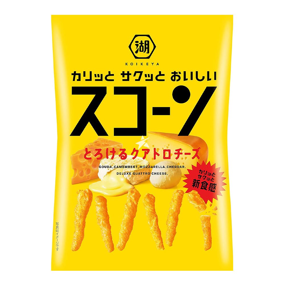 Koikeya Corn Strips Melty Quadruple Cheese Flavour (Japan) 78g - Candy Mail UK