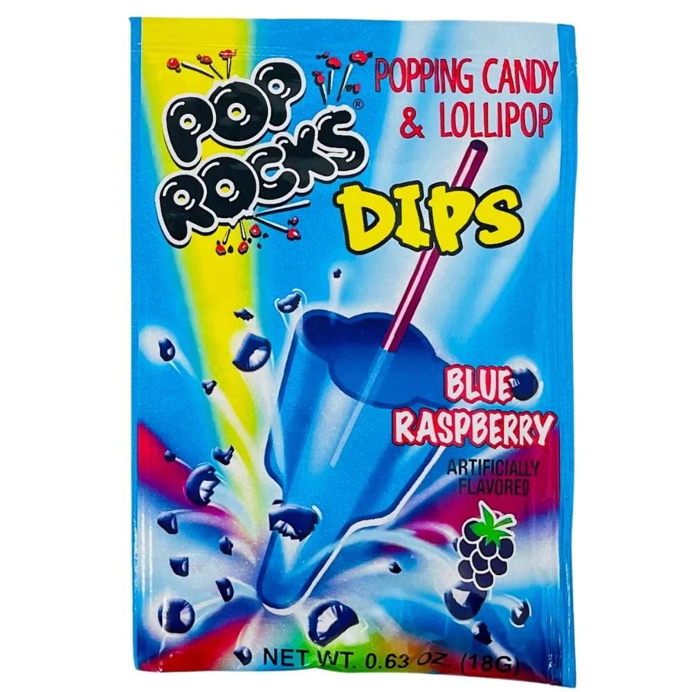 Pop Rocks Dips Popping Blue Raspberry Candy & Lollipop 18g - Candy Mail UK