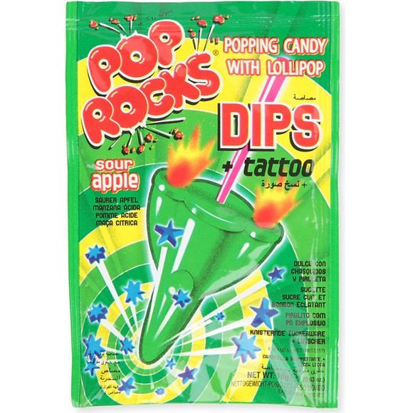 Pop Rocks Dips Sour Apple + Tattoo 18g - Candy Mail UK