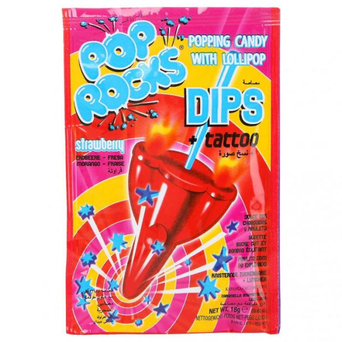 Pop Rocks Dips + Tattoo Strawberry 18g - Candy Mail UK