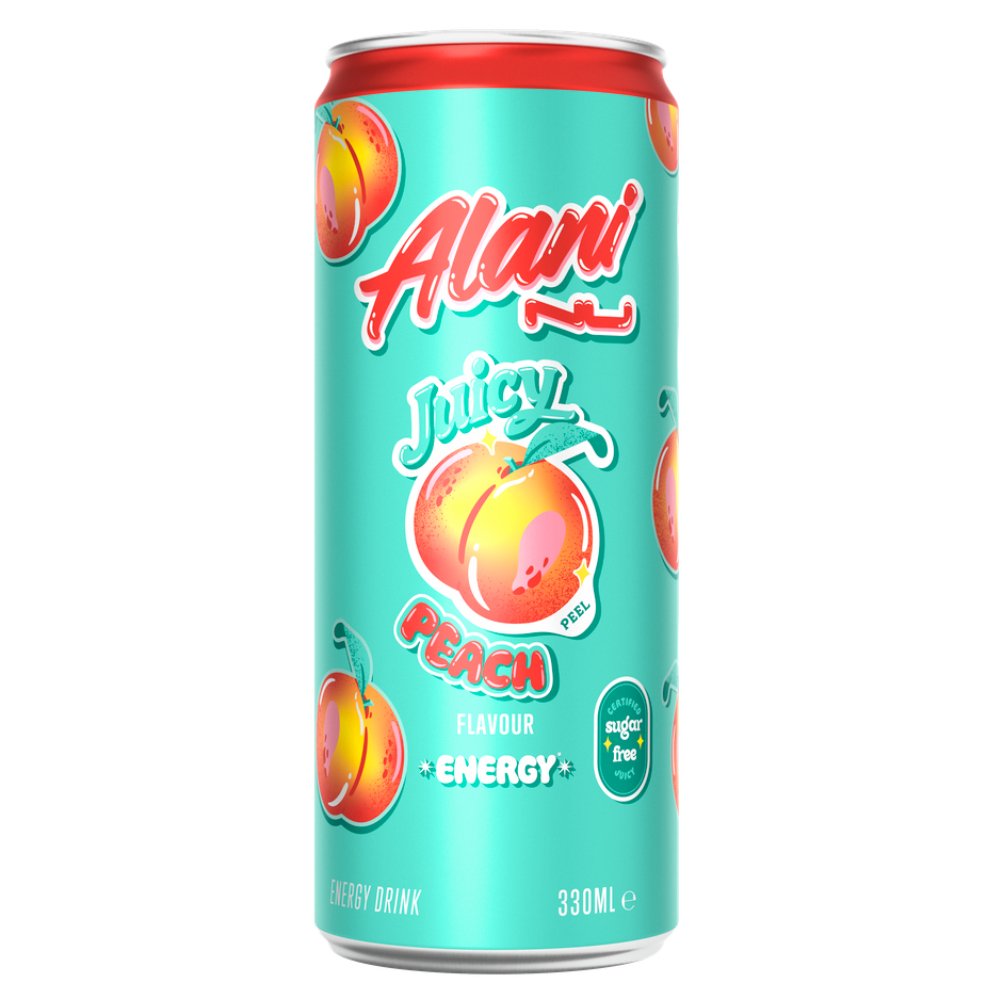 Alani Juicy Peach Energy Drink 330ml Candy Mail UK