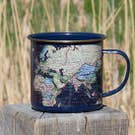 
                  
                    World Map Blue Enamel Mug | Travel & Adventure Gift
                  
                