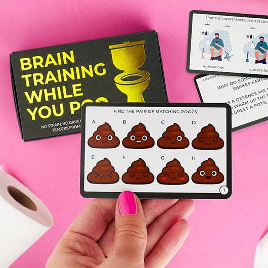 Brain Training While You Poo – Funny Toilet Brain Teaser Cards