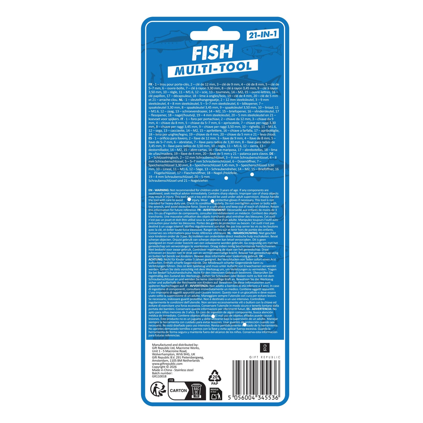 
                  
                    Gift Republic Fish Multi Tool – Fishing & Outdoor Gadget Gift
                  
                