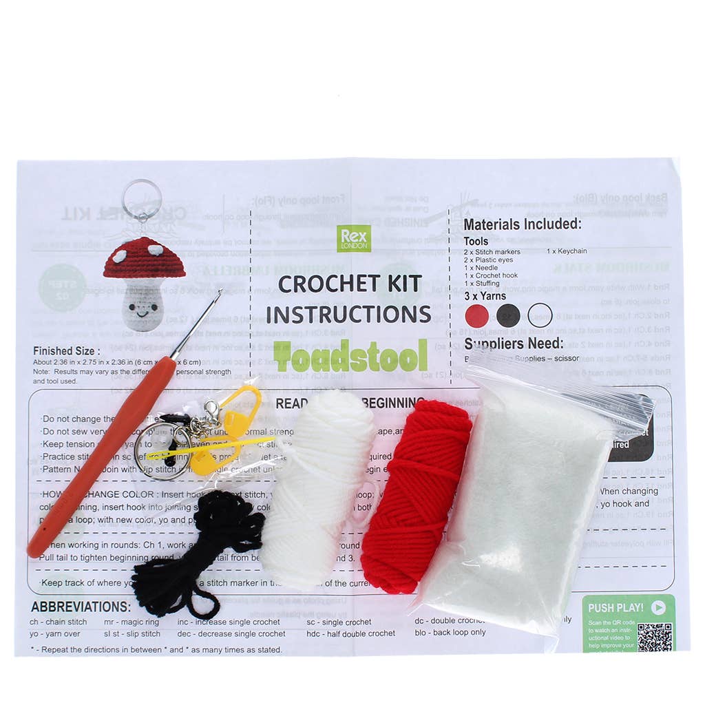 
                  
                    Crochet Mushroom Keyring Kit – DIY Kawaii Amigurumi Craft
                  
                