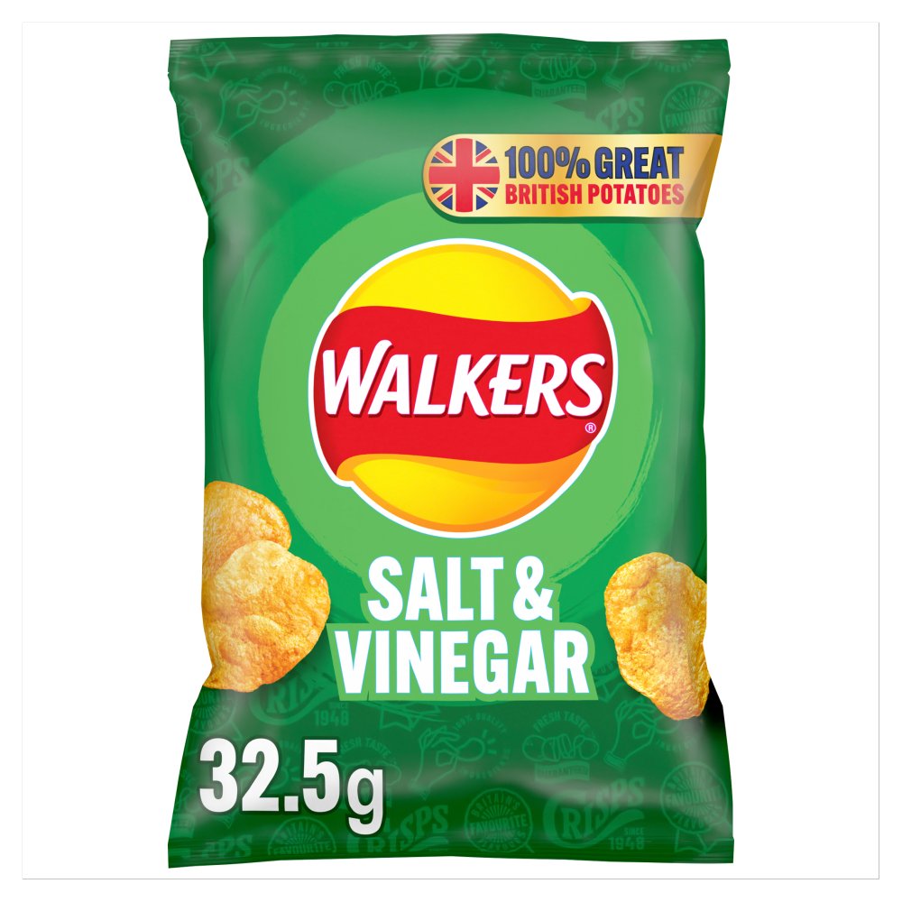 Walkers Salt & Vinegar Crisps 32.5g Best Before (10/05/25)