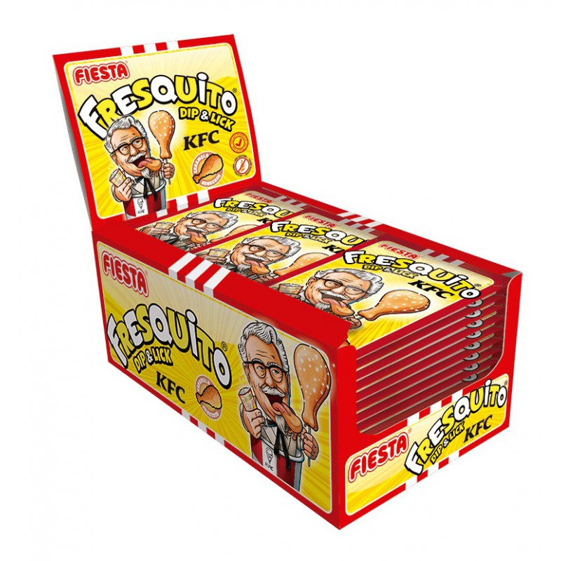 Wholesale Fresquito KFC (Spain) 🍓 – Strawberry Dipping Lollipops Display (40 x 17g)