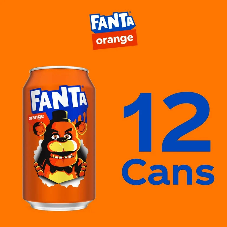 Case of Fanta Orange Freddy Fazbear (USA) Soda 12 x 355ml