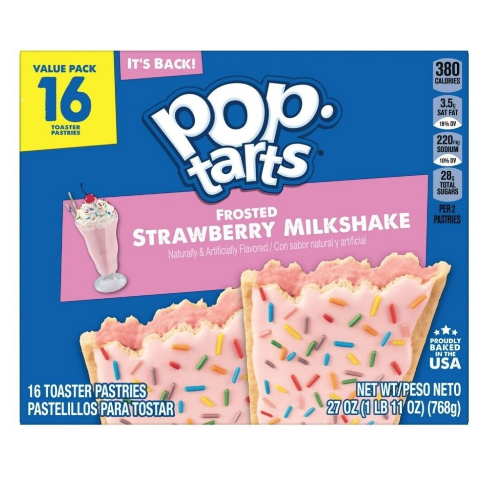 Pop Tarts Strawberry Milkshake 16 Pack 768g  (BEST BRFORE 29th JULY 2025)