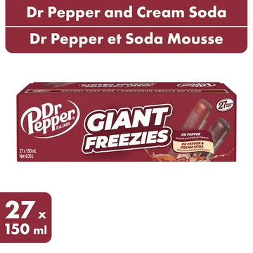 (Pre-Order) Dr Pepper Giant Freezies – 27 Pack (150ml Each) – Soda Flavour Ice Pops