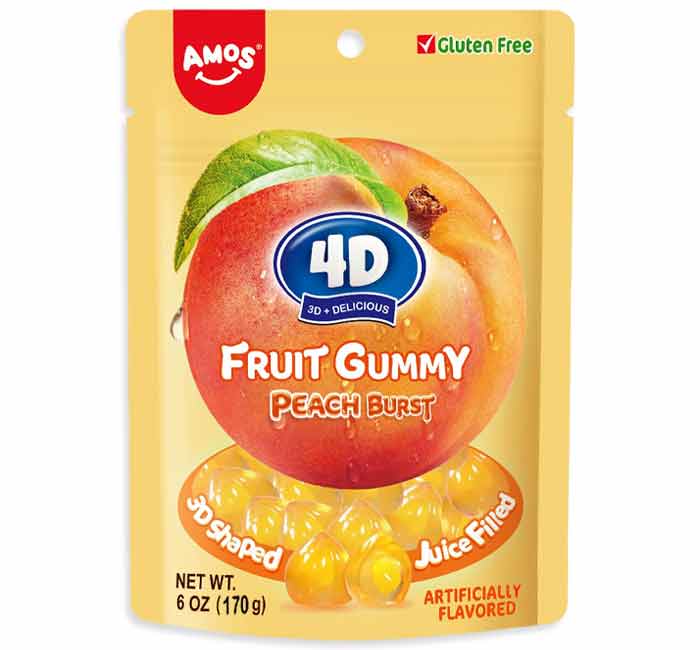 Amos 4D Gummy Peach Burst 170g - Candy Mail UK