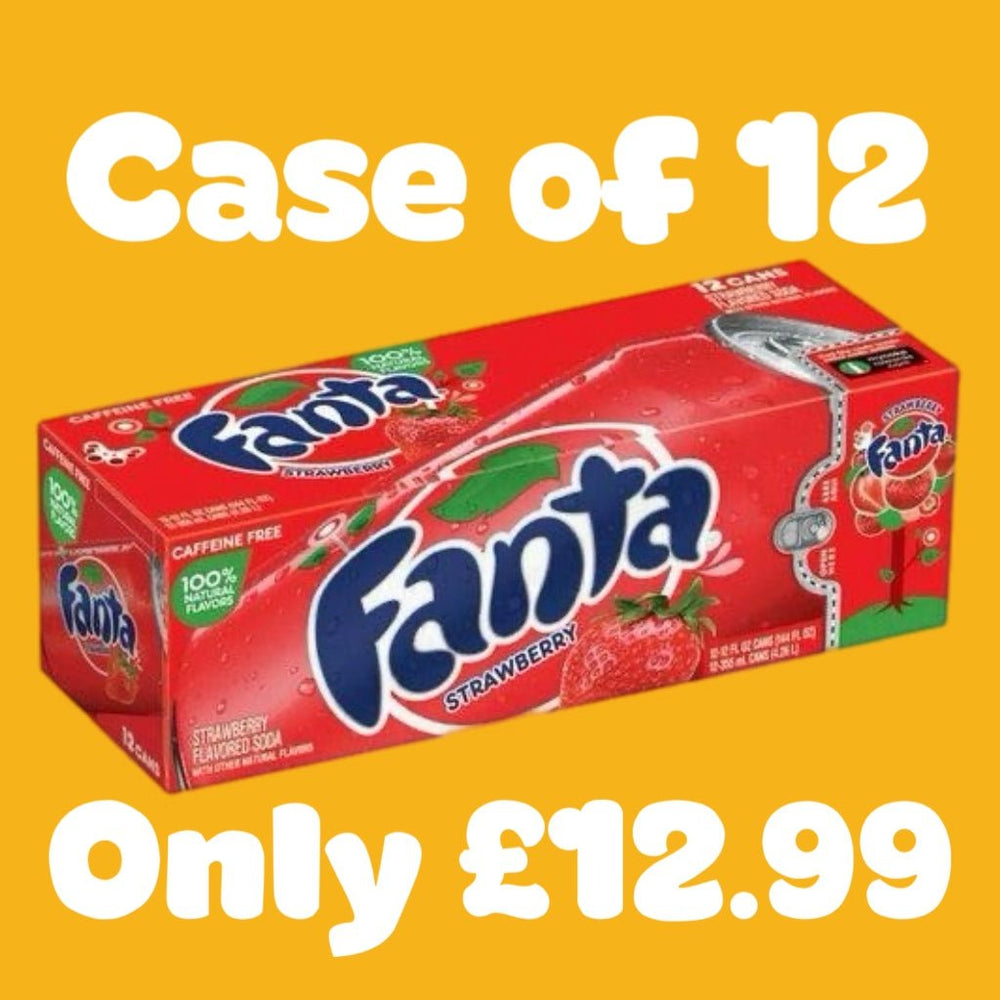 (Best Before: 10/02/2025) Case of Fanta Strawberry Soda 12x355ml - Candy Mail UK