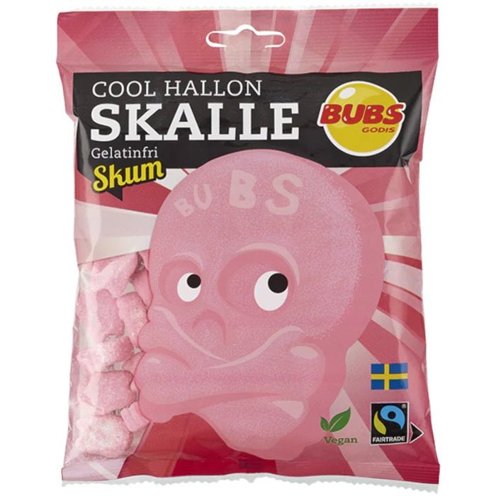 Bubs Skulls Foam Cool Raspberries (Sweden) 90g - Candy Mail UK