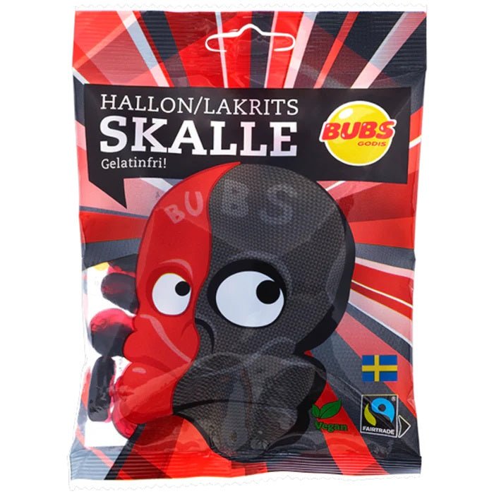 Bubs Skulls Raspberry Licorice (Sweden) 90g - Candy Mail UK