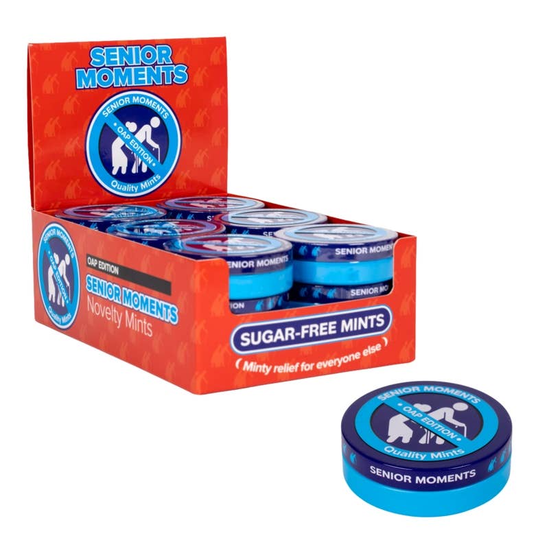 
                  
                    Senior Moment Mints – Sugar Free Peppermints in Embossed Tin 30g
                  
                