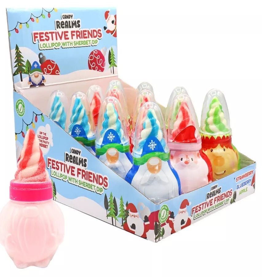 Candy Realms Festive Friends Lollipop and Sherbet Dip 50g - Candy Mail UK