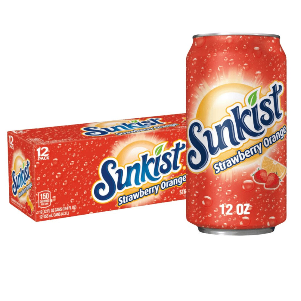 Case of Sunkist Strawberry Orange 355ml - Candy Mail UK