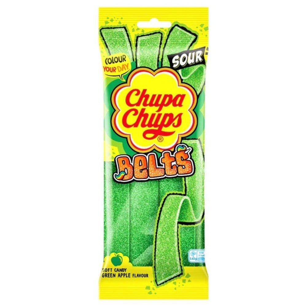 Chupa Chups Sour Apple Belts 90g - Candy Mail UK