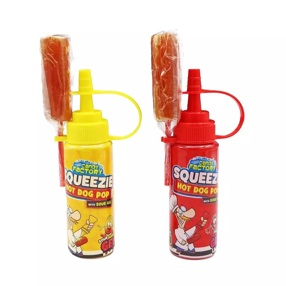 Crazy Candy Factory Squeezie Hot Dog Pop 80g - Candy Mail UK