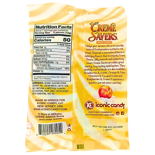 
                  
                    Creme Savers Hard Candy Peaches & Creme 85g
                  
                