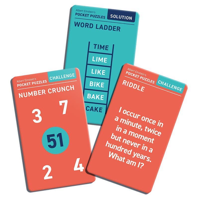 
                  
                    Einstein's Pocket Puzzle Challenges Set of 50 in Tin
                  
                