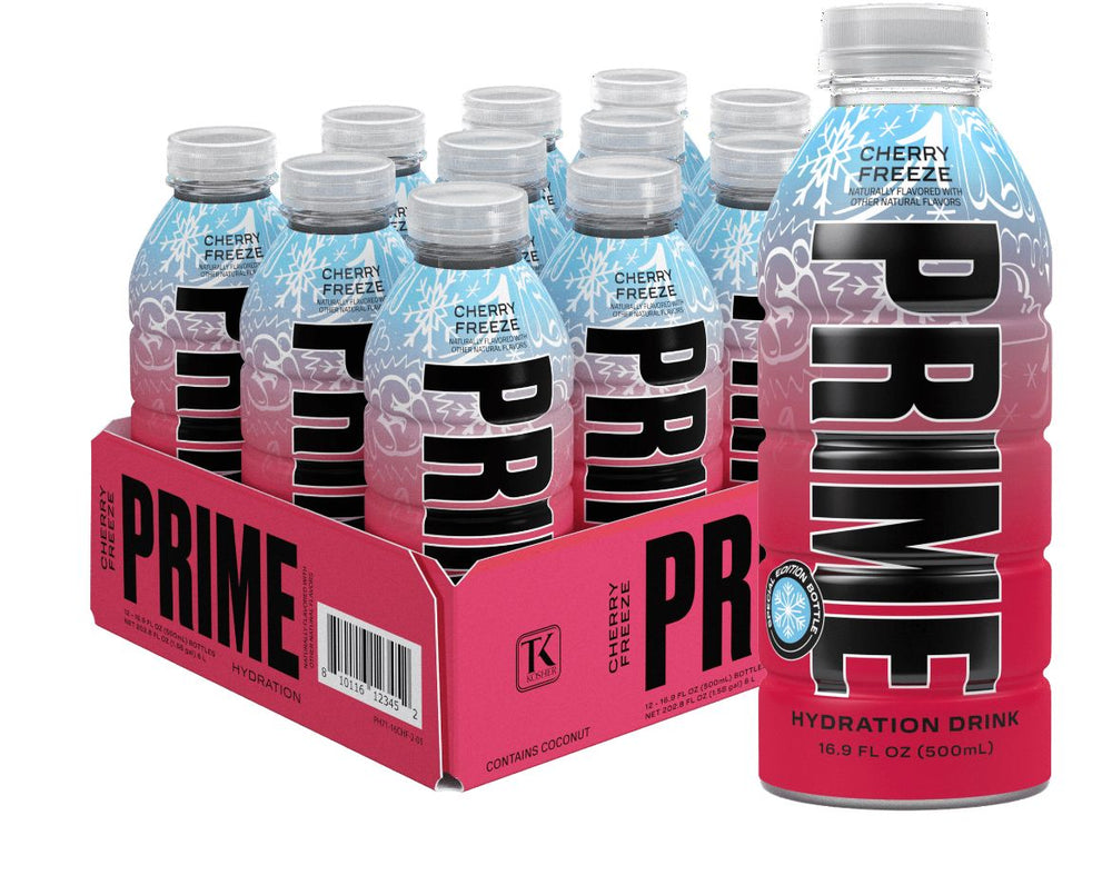 (Damaged bottle) Limited Edition Bottle Design Cherry Freeze Prime Hydration 500ml USA Bottle - Candy Mail UK