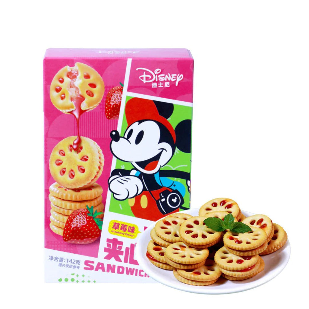 DISNEY SANDWICH BISCUIT STRAWBERRY 142G - Candy Mail UK