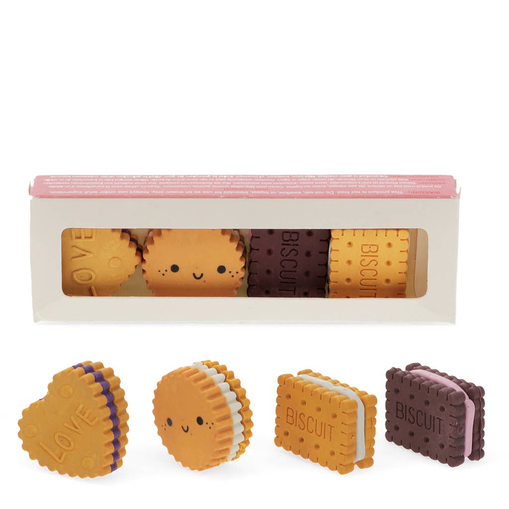 
                  
                    Biscuit Erasers – Set of 4 Pull-Apart Novelty Rubbers
                  
                