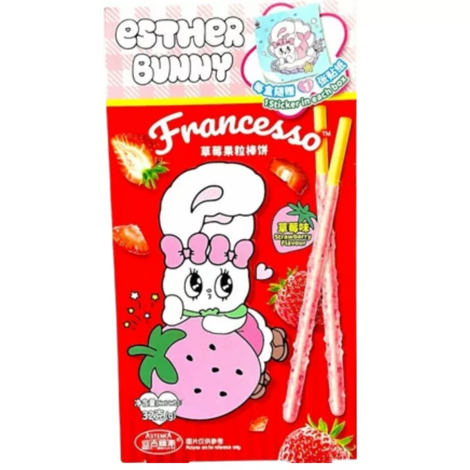 Esther Bunny Biscuit Sticks Strawberry Flavour 32g
