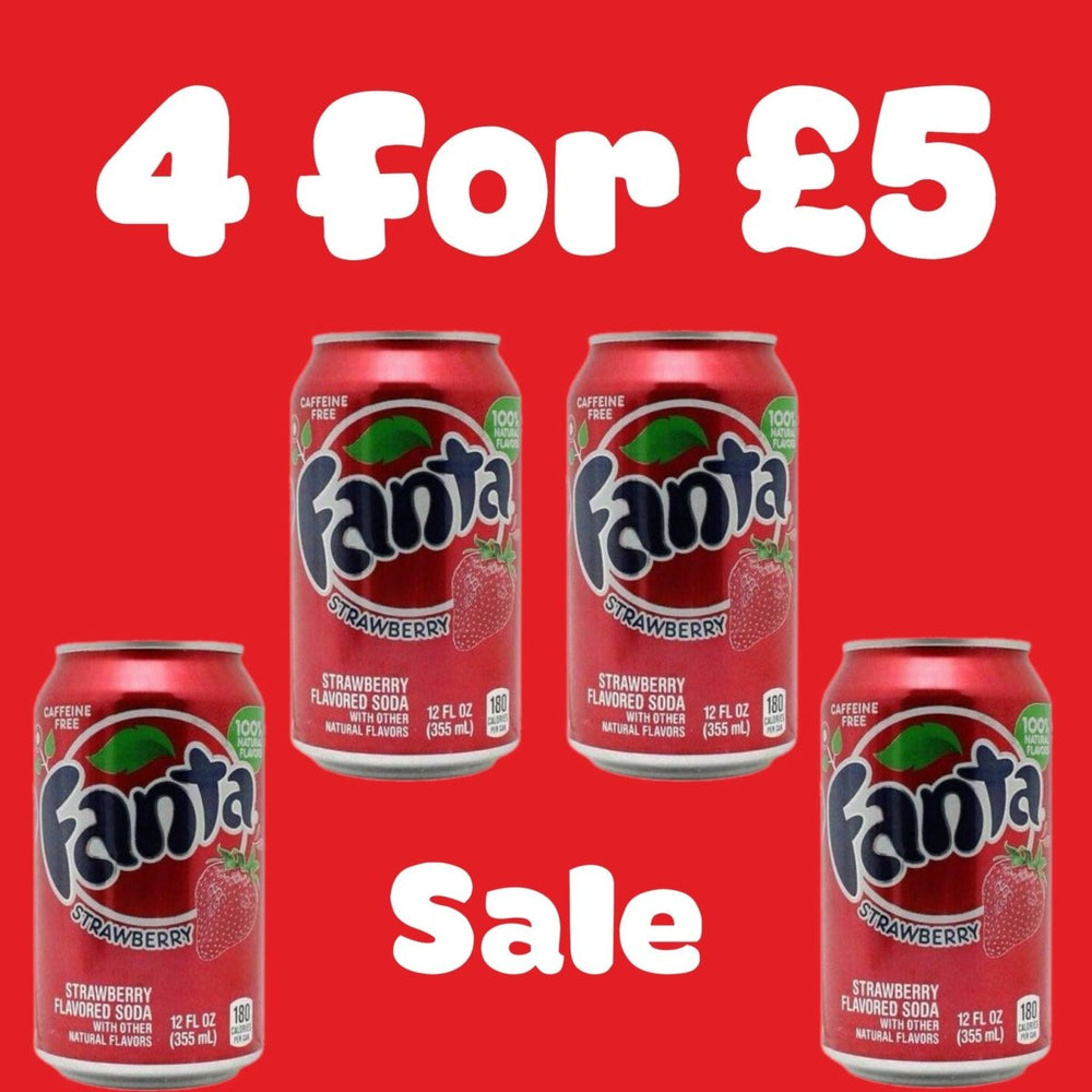 Fanta Strawberry Soda 355ml 4 for £5 (Best Before: 10/02/2025) - Candy Mail UK