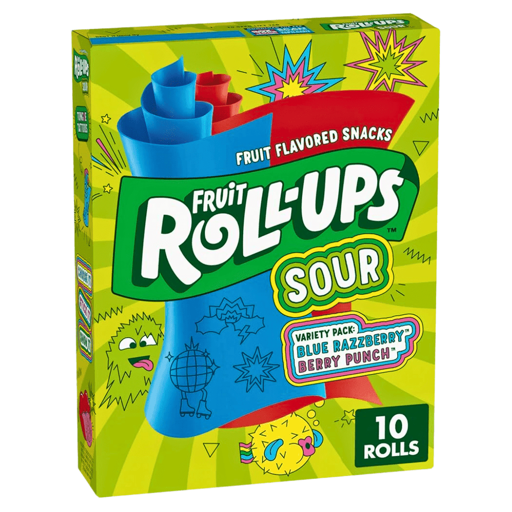 Fruit Roll-Ups Sour 10ct (141g) – Tangy Fruit-Flavoured Snack Rolls