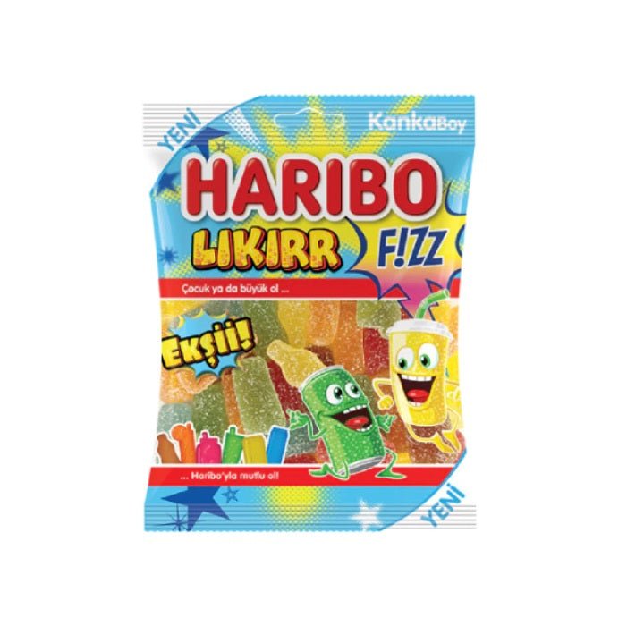 Haribo Halal Fizzy Eksii Likirr 80g - Candy Mail UK