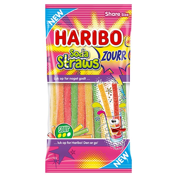 Haribo Soda Straws Sour (Sweden) 90g - Candy Mail UK