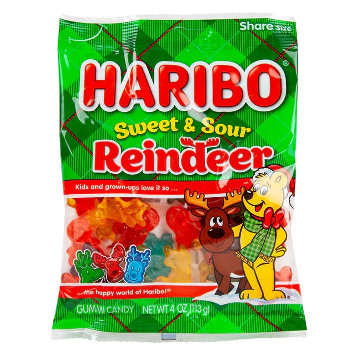 Haribo Sweet & Sour Reindeer Mix (Germany) 113g - Candy Mail UK