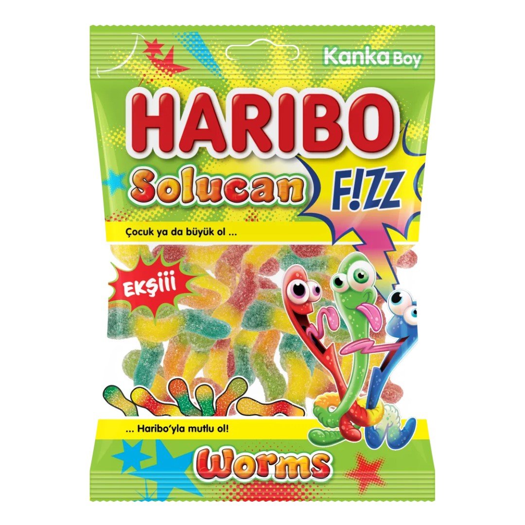 Haribo Worms Fizz (Halal) 80g - Candy Mail UK