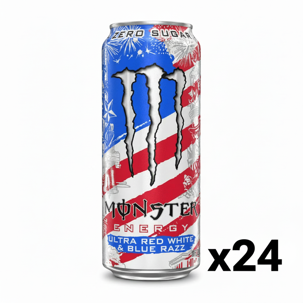 Monster Zero Sugar Ultra Red White & Blue Razz Energy 473ml – Candymail UK