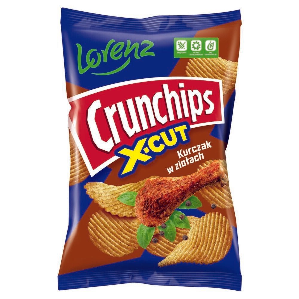 Lorenz Crunch Chips X-Cut Chicken with Herbs Flavour 130g - Candy Mail UK