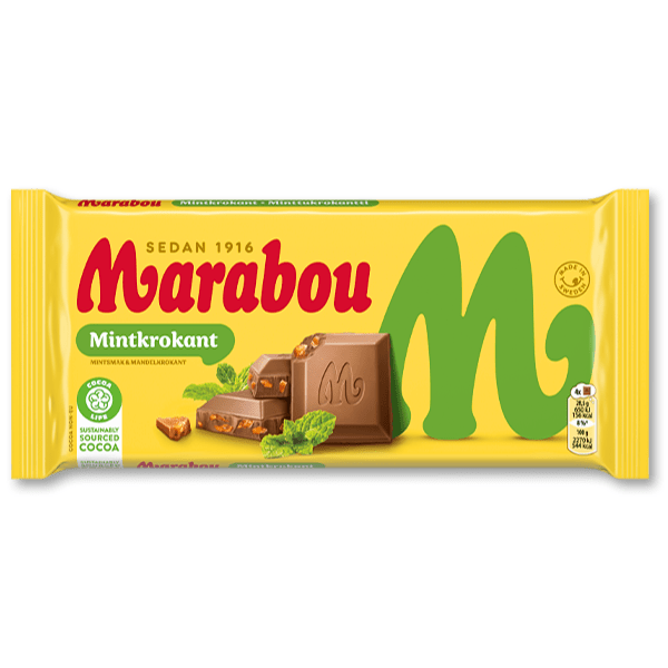 Marabou Crispy Mint Chocolate Block (Sweden) 200g - Candy Mail UK