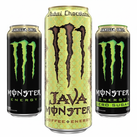Monster Energy — Vanilla Shot, Dubai Chocolate, Zero Sugar