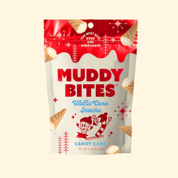 Muddy Bites Waffle Cone Snack Candy Cane 66g - Candy Mail UK