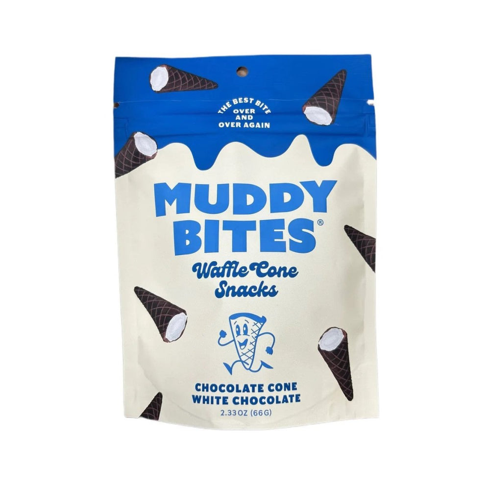 Muddy Bites Waffle Cone Snack Chocolate Cone White Chocolate 66g - Candy Mail UK