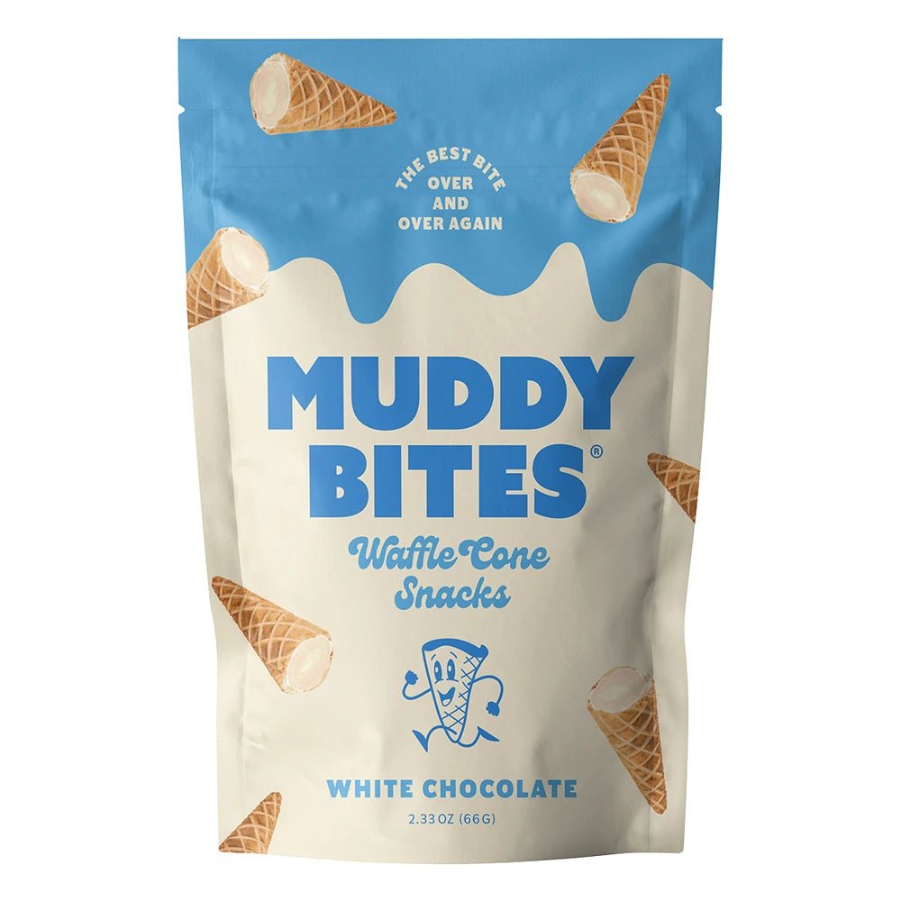Muddy Bites Waffle Cone Snack White Chocolate 66g - Candy Mail UK