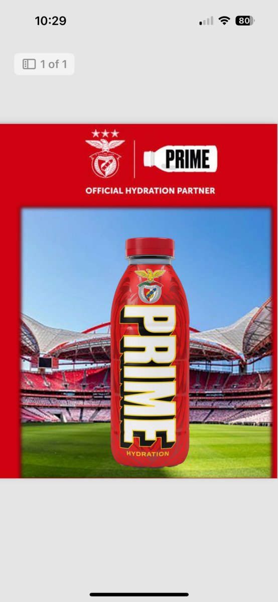 (Pre - Order) Benfica Prime Hydration By Logan Paul x KSI - 500ml - Candy Mail UK