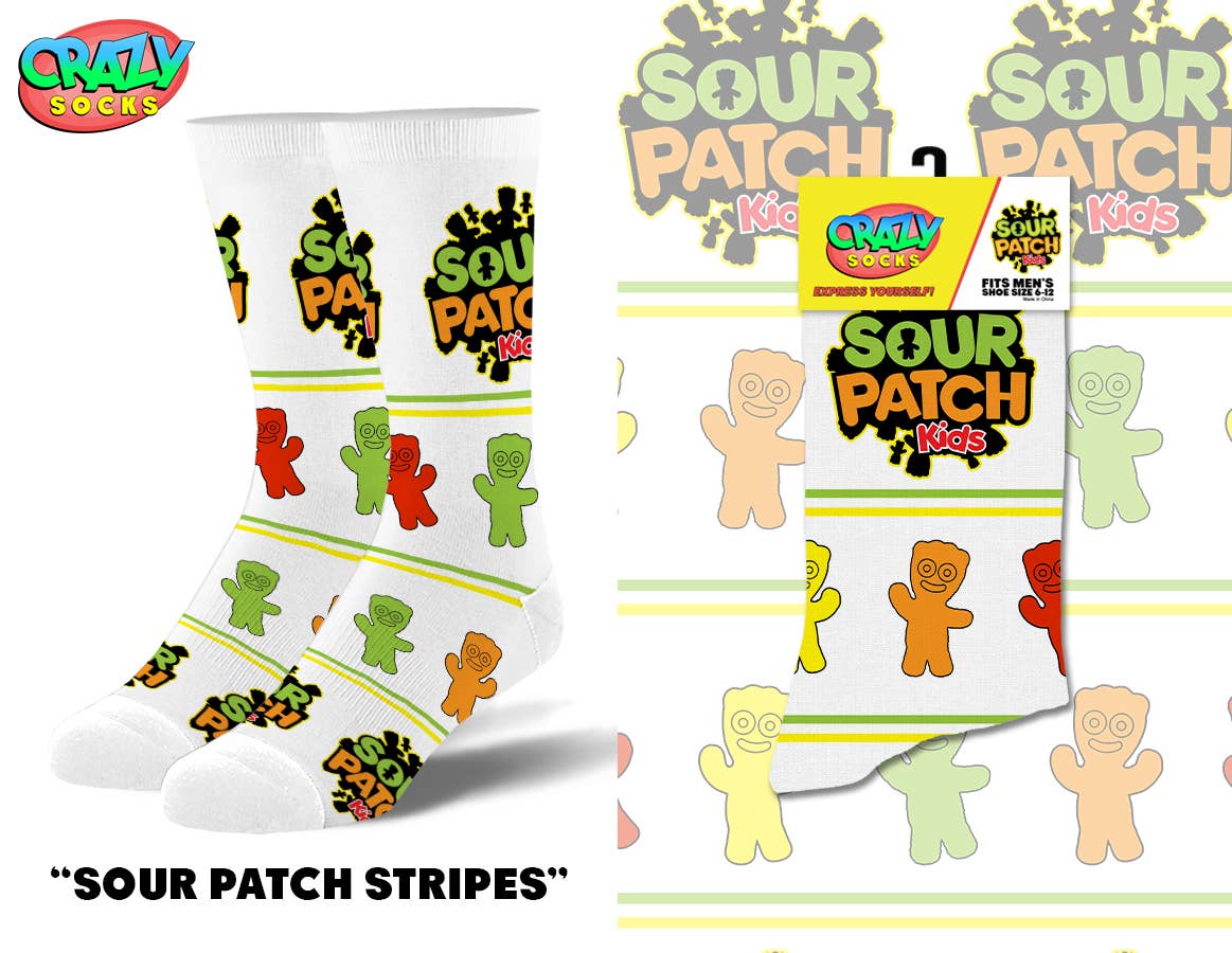 Sour Patch Stripes - Mens Crew Socks - Candy Mail UK