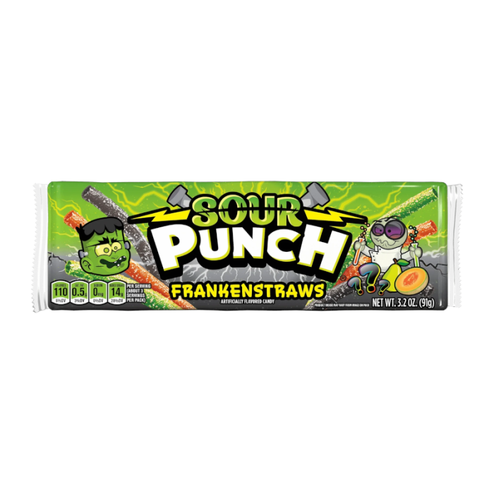 Sour Punch Franken Straws 91 g – Halloween Sour Candy in Monstrous Mix