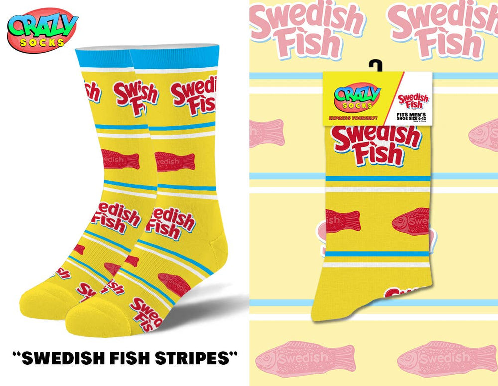 Swedish Fish Stripes - Mens Crew Socks - Candy Mail UK