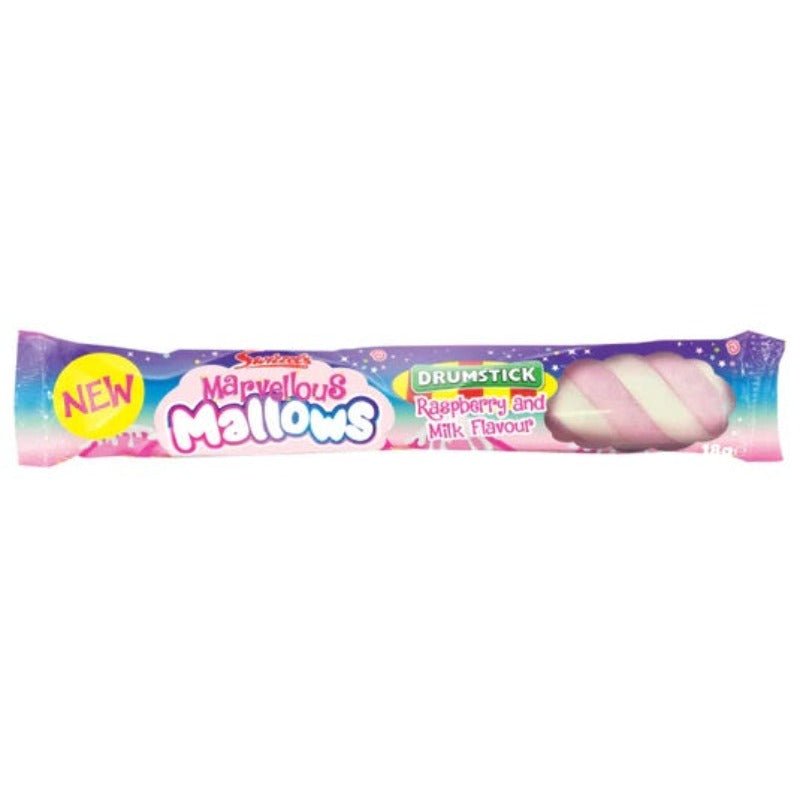 Swizzels Marvellous Mallows Raspberry and Milk Drumstick Flavour Marshmallow 18g - Candy Mail UK
