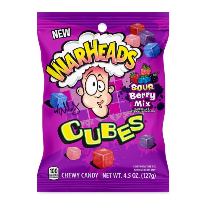 Warheads Berry Mix Cubes Peg Bag 127g - Candy Mail UK