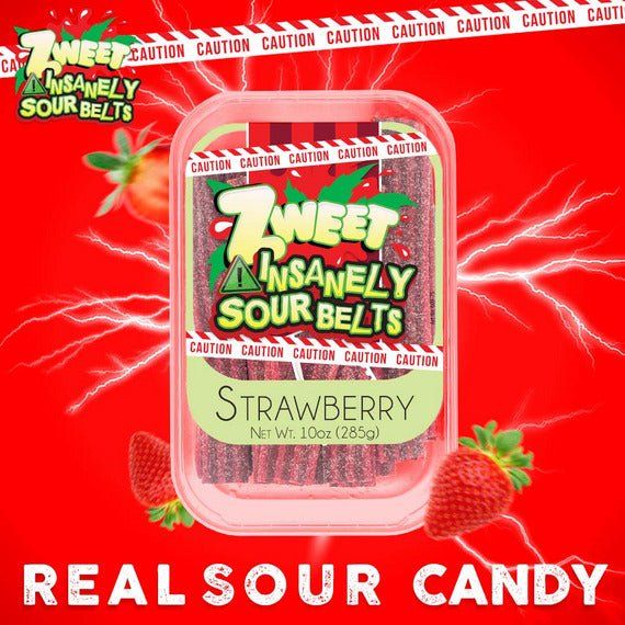 Zweet Gummies Sour Strawberry Belts 285g - Candy Mail UK